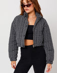 LE LIS Tweed Crop Puffer Jacket