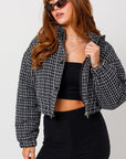 LE LIS Tweed Crop Puffer Jacket