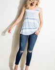 e Luna Striped Solid Mix Tank Top