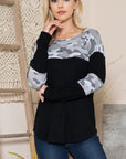 Camouflage Contrast Sweater Knit