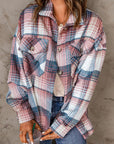 Pink Plaid Flap Pockets Shacket