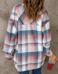 Pink Plaid Flap Pockets Shacket