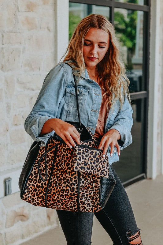 Julia Rose The Emma- Leopard Neoprene Bag