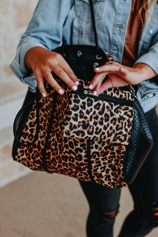 Julia Rose The Emma- Leopard Neoprene Bag