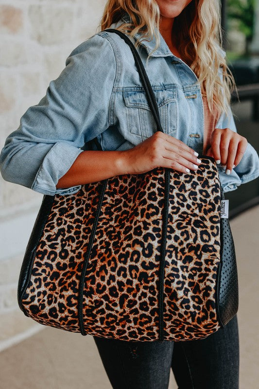 Julia Rose The Emma- Leopard Neoprene Bag