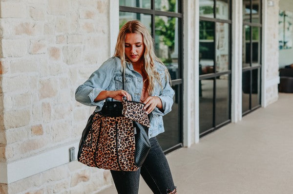 Julia Rose The Emma- Leopard Neoprene Bag