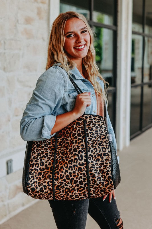 Julia Rose The Emma- Leopard Neoprene Bag