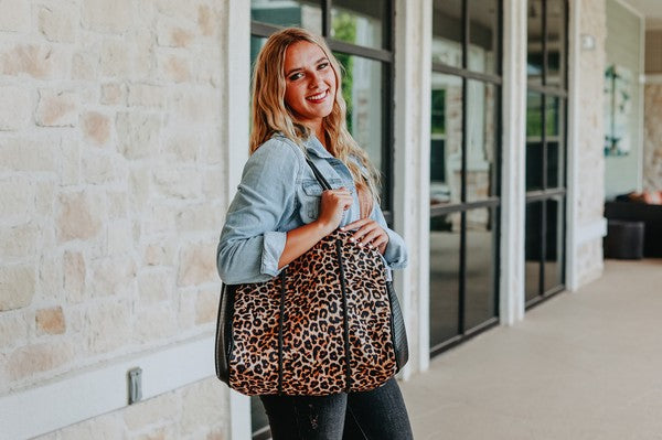 Julia Rose The Emma- Leopard Neoprene Bag