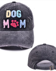 Dog Mom Chenille Patch Distressed Hat Cap