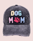 Dog Mom Chenille Patch Distressed Hat Cap