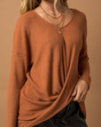 Gilli Long Sleeve V-Neck Draped Top