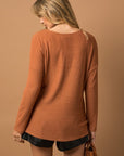 Gilli Long Sleeve V-Neck Draped Top