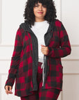 Plus Buffalo Plaid Hooded Cardigan