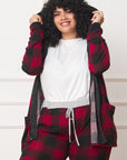 Plus Buffalo Plaid Hooded Cardigan