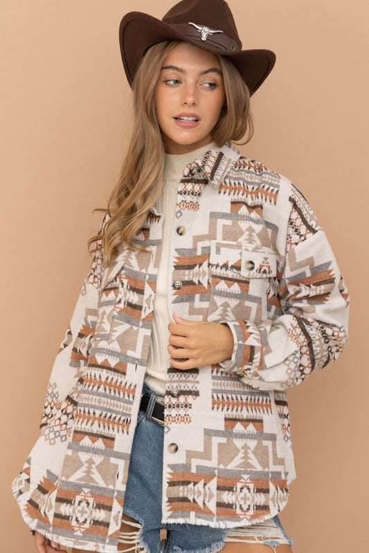 Blue B Aztec Western Shacket - Online Only