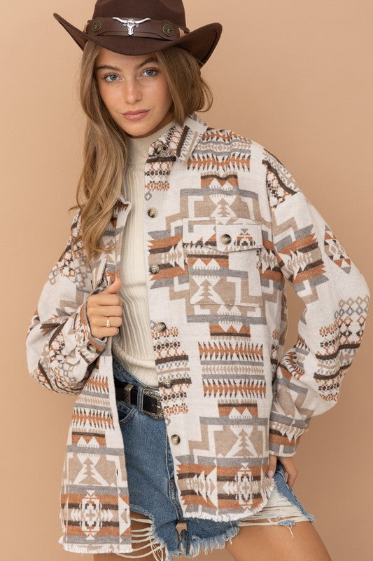 Blue B Aztec Western Shacket - Online Only