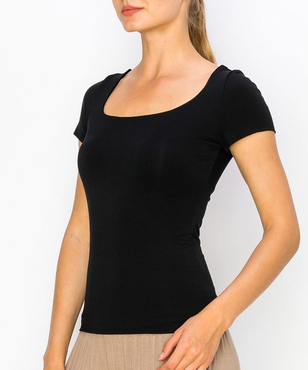 Fabina Bamboo Double Layered Cap Sleeve Top