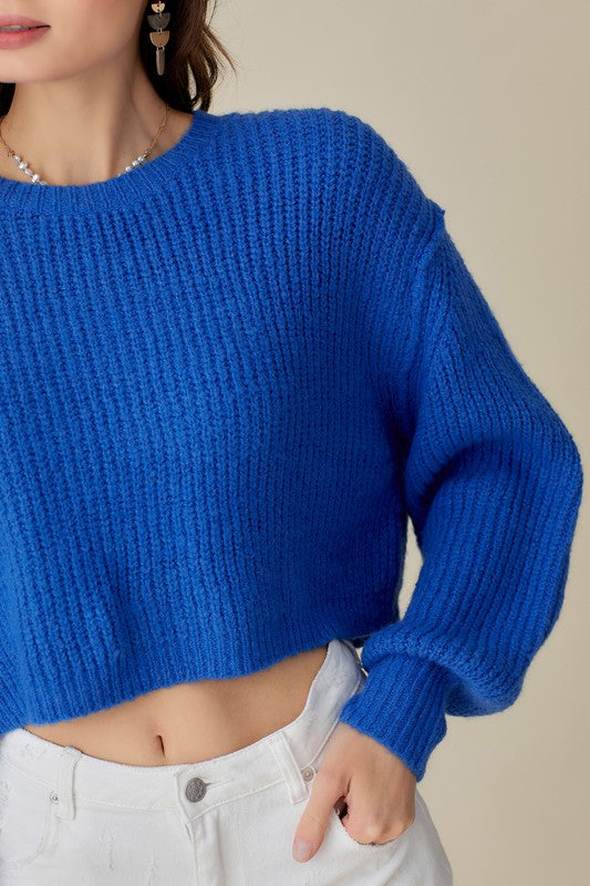 Mustard Seed Round Neck Cropped Sweater - Online Only