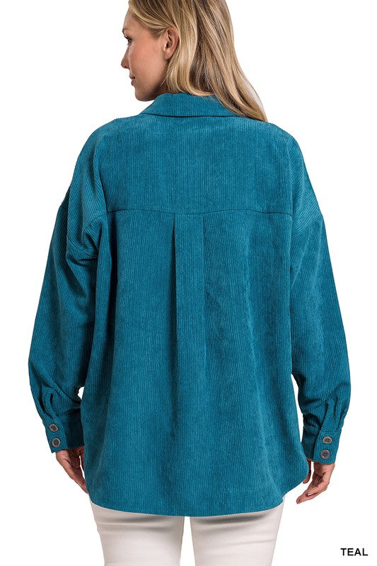 Zenana Oversized Corduroy Shacket - Online Only