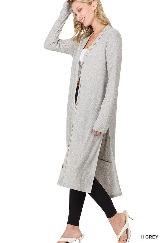 Zenana Ribbed Long Cardigan