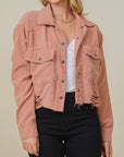 Zoey Distressed Corduroy Jacket by Timing