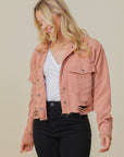 Zoey Distressed Corduroy Jacket by Timing