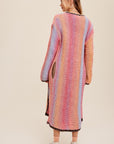 Listicle Multi Color Gradation Long Knit Open Cardigan - Online Only