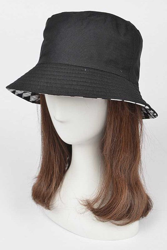 Reversible Checker Print Bucket Hat