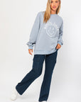 Le Lis Letter Embroidery Oversized Sweatshirt