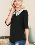 Collared  Puff Sleeve Knit Top