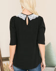 Collared  Puff Sleeve Knit Top