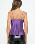 Renee C Made in USA Solid Silky  Satin Tank Top