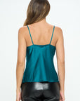 Renee C Made in USA Solid Silky  Satin Tank Top