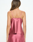 Renee C Made in USA Solid Silky Satin Tank Top