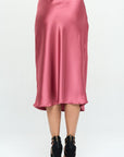 Renee C Made in USA Solid Satin Midi Skirt