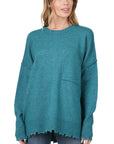 Zenana Distressed Melange Oversized Sweater - Online Only