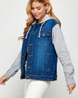 Women's Denim  Jacket with Fleece Hoodie - Online Only