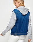 Women's Denim  Jacket with Fleece Hoodie - Online Only