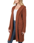 Zenana Hooded Open Front Cardigan - Online Only