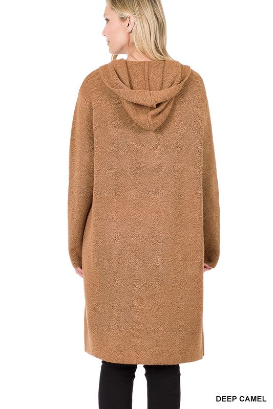 Zenana Hooded Open Front Cardigan - Online Only