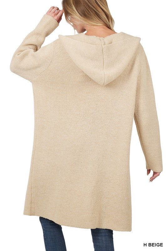 Zenana Hooded Open Front Cardigan - Online Only