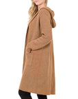 Zenana Hooded Open Front Cardigan - Online Only