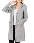 Zenana Hooded Open Front Cardigan - Online Only