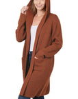 Zenana Hooded Open Front Cardigan - Online Only