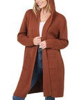 Zenana Hooded Open Front Cardigan - Online Only