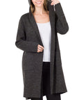 Zenana Hooded Open Front Cardigan - Online Only