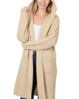 Zenana Hooded Open Front Cardigan - Online Only