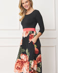 Curved Hem Band Midi Dress