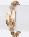 Metal Plate Semi Precious Bead Stretch Bracelet - Online Only