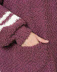 Zenana Hooded Front Pocket Popcorn Sweater - Online Only